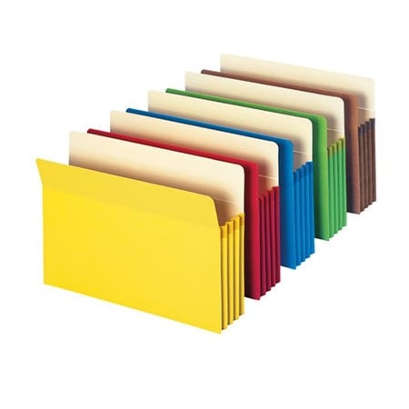 Smead Smead, COLORED FILE POCKETS, 3.5in EXPANSION, LETTER SIZE, ASSORTED, 5PK 73892